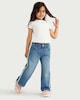 image 3 of F&F Girls Pure Cotton Lace Trim Jeans in Blue