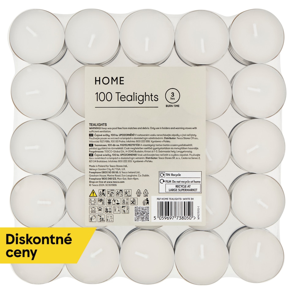 F&F Home White Tealights 100 pcs