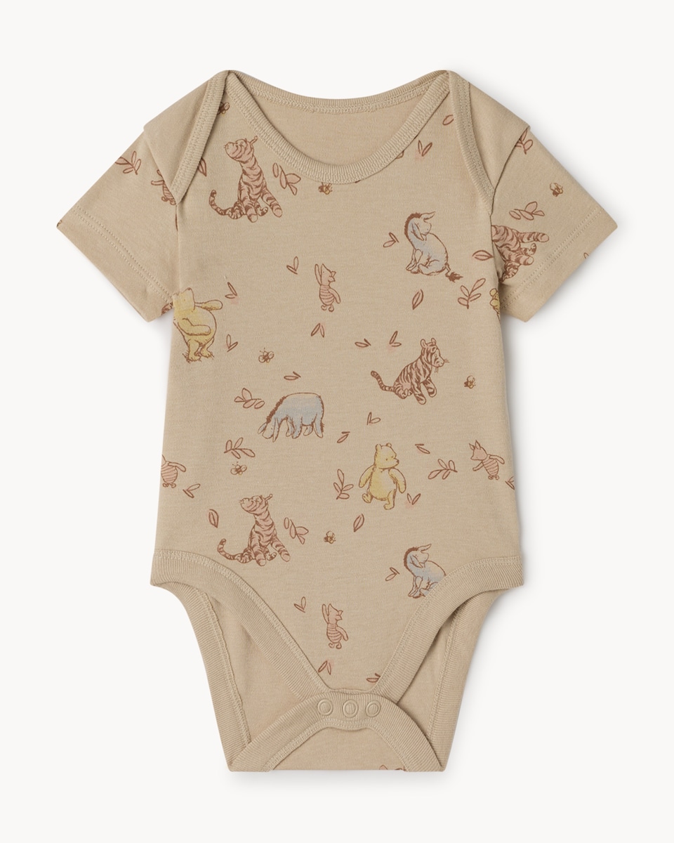 image 1 of Disney Winnie the Pooh 5-Pack Pure Cotton Short Sleeveed Bodysuits in White