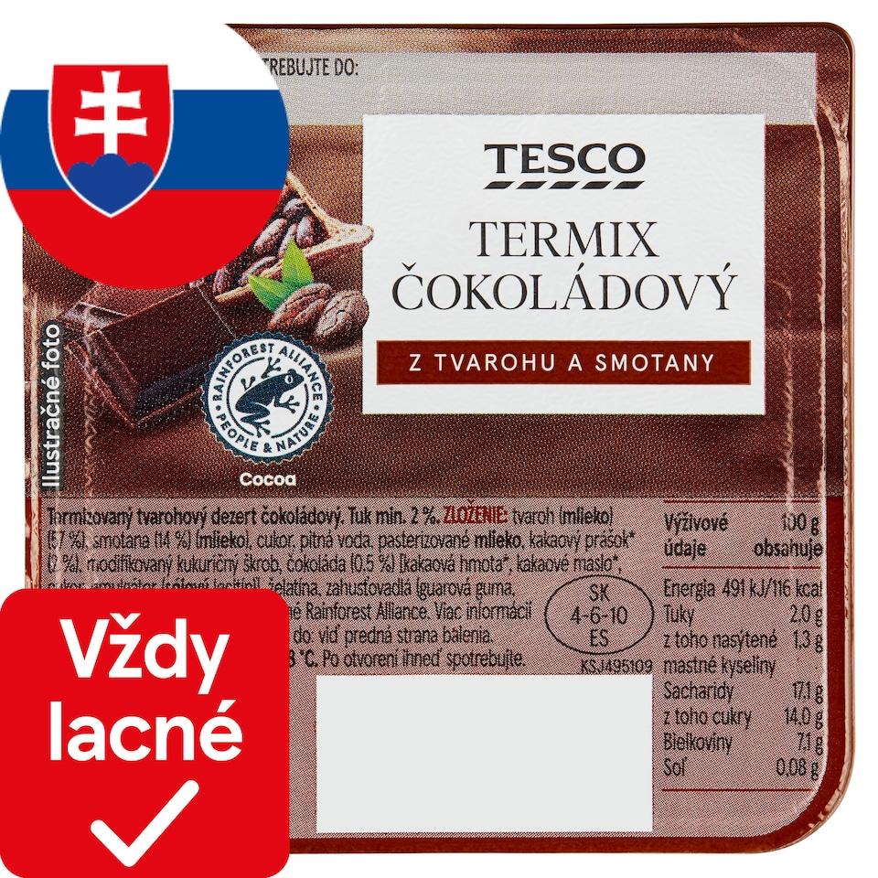 Tesco Termix čokoládový z tvarohu a smotany 90 g 