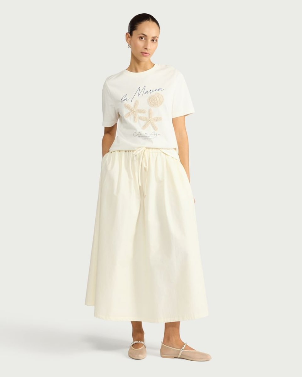 image 1 of F&F Pure Cotton La Marina Short Sleeved T-Shirt in White