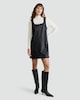 image 2 of F&F Faux Leather Sleeveless Pinafore Dress in Black