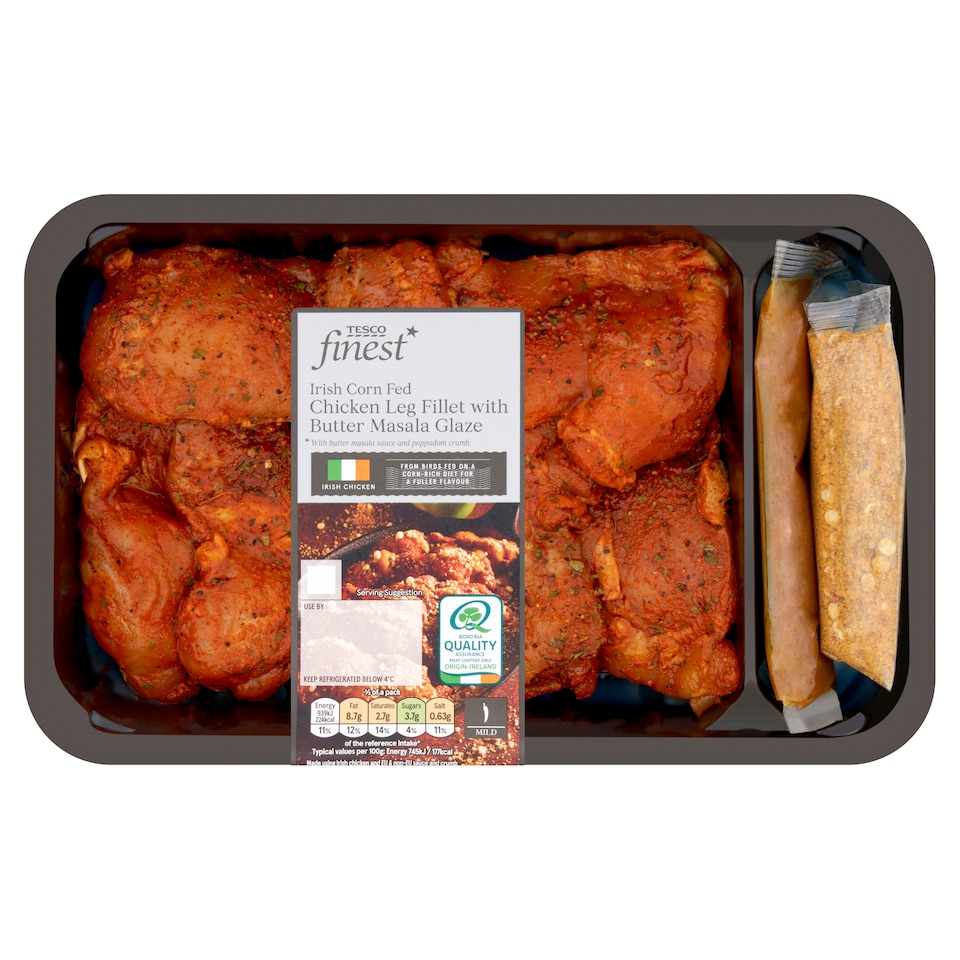 Tesco Finest Irish Corn Fed Chicken Leg Fillet With Butter Masala Glaze 500g