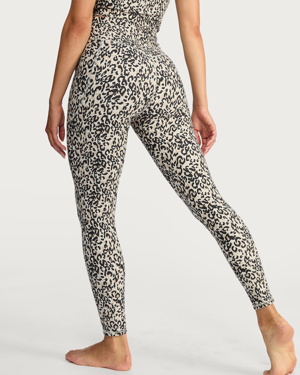 image 1 of F&F Active Leopard Print Sports Leggings in Brown