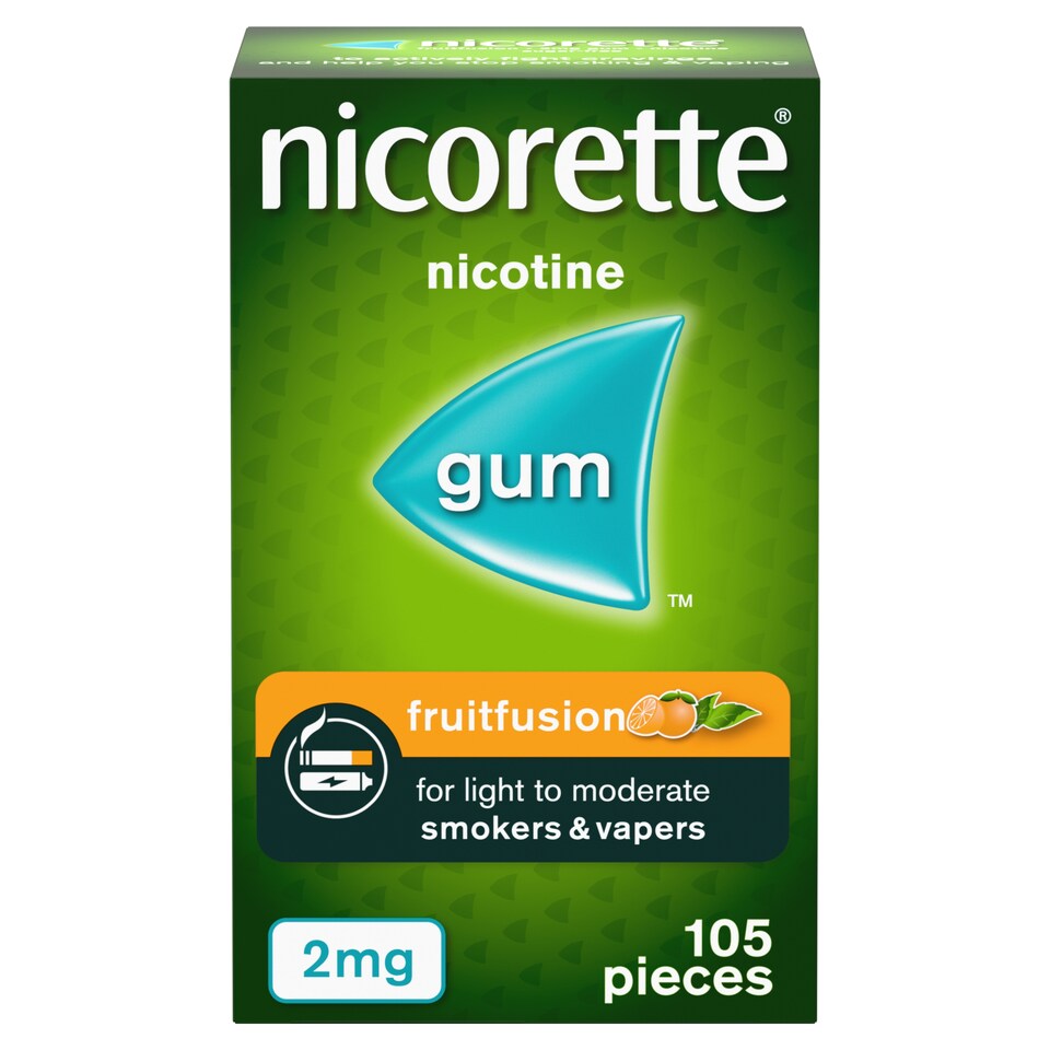 image 1 of Nicorette Stop Smoking Aid 2mg Nicotine Gum - Fruitfusion 105s