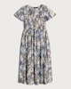 image 4 of F&F Floral Print Shirred Angel Sleeved Midi Dress in Multi Blue