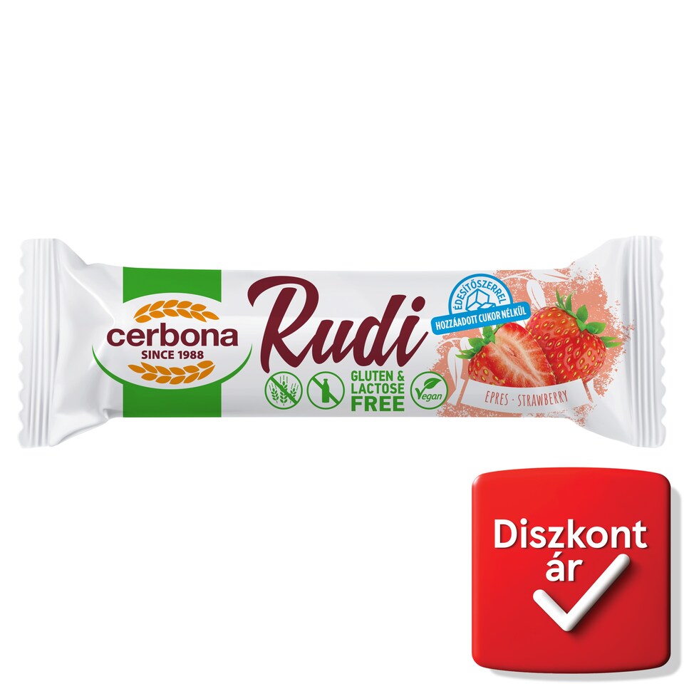 Cerbona Rudi Gluten-Free, Lactose-Free Oat Bar with Strawberry Filling and Cocoa Coating 30 g