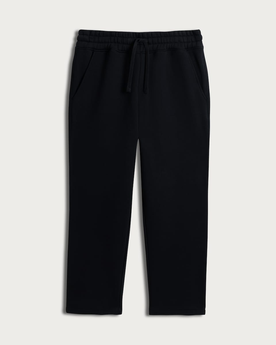 image 1 of F&F Heavyweight Drawstring Open Hem Joggers in Black