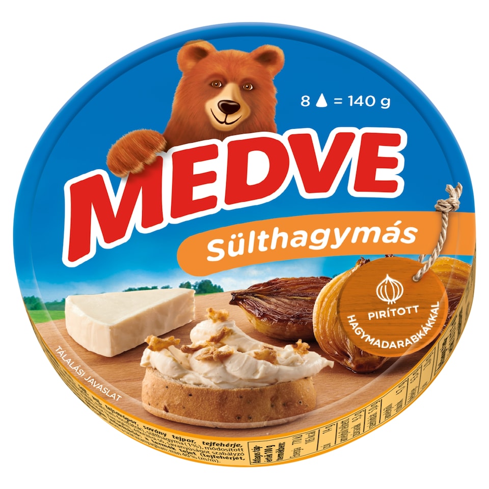Medves Semi-Fat Processed Cheese Spread with Fried Onion 8 x 17,5 g (140 g)
