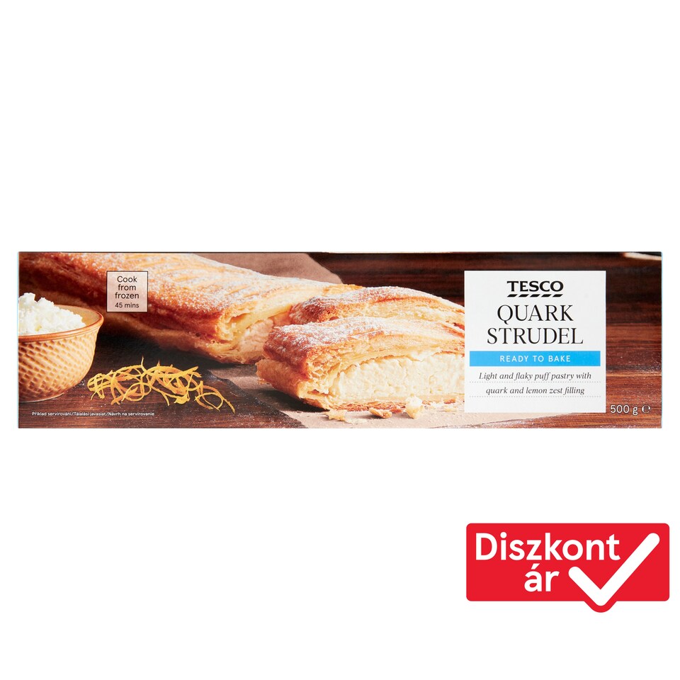 Tesco gyorsfagyasztott, leveles rétes citromhéjjal ízesített túrós töltelékkel 500 g