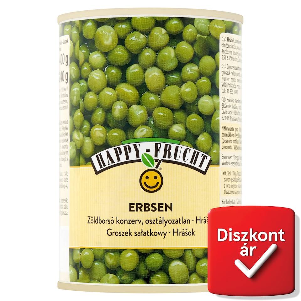 Happy Frucht osztályozatlan zöldborsó konzerv 400 g