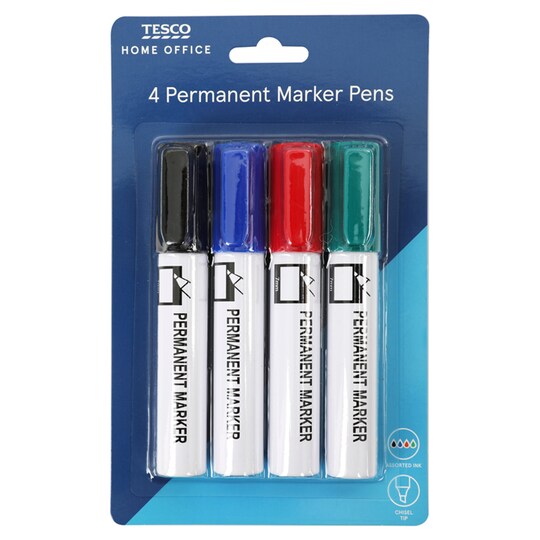 Tesco Chisel Tip Markers Asstd 4 Pack Tesco Groceries