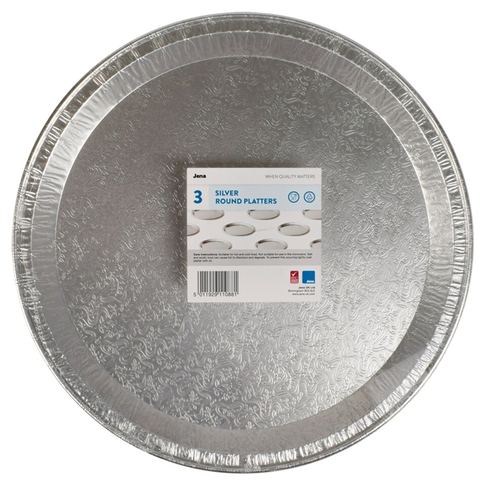 Jena Round Foil Platters 31Cm 3Pack