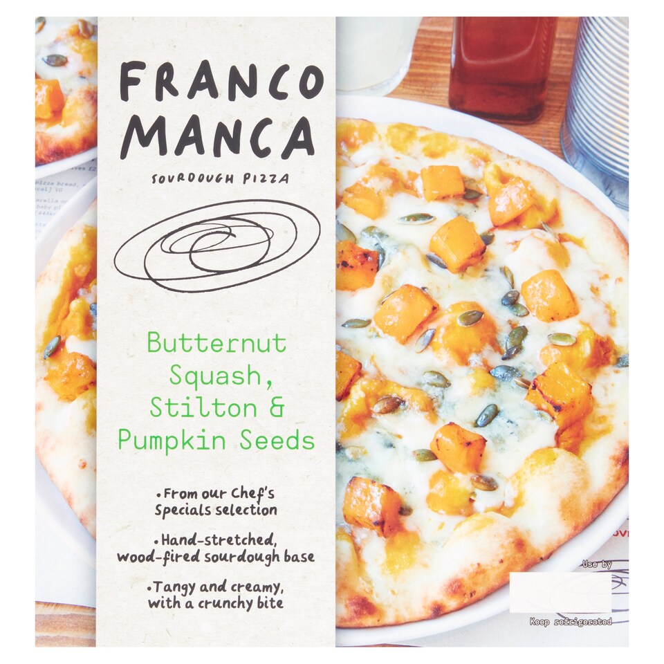 Franco Manca Butternut Squash Stilton Pumpkin Seeds Pizza 471G Tesco