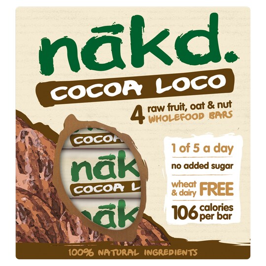 Nakd Cocoa Loco Bar Fruit, Oat And Nut Multipack 120G Tesco Groceries
