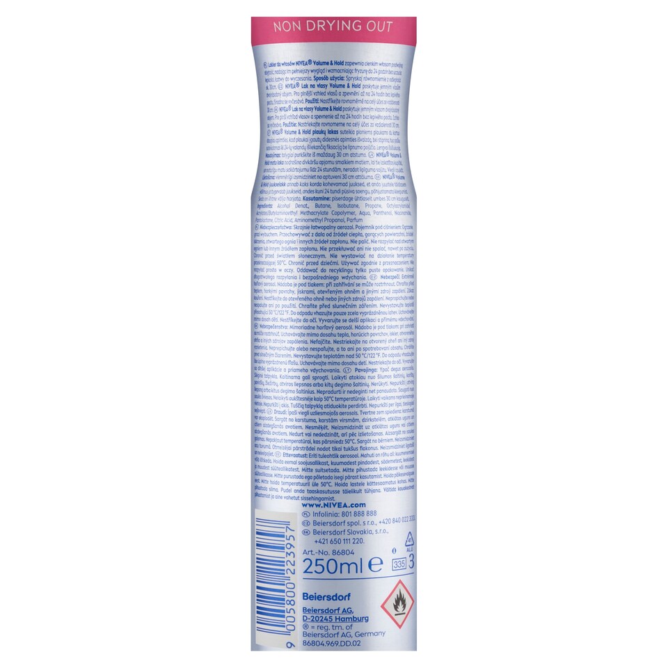 image 1 of Nivea Volume & Hold Lak na vlasy 250 ml