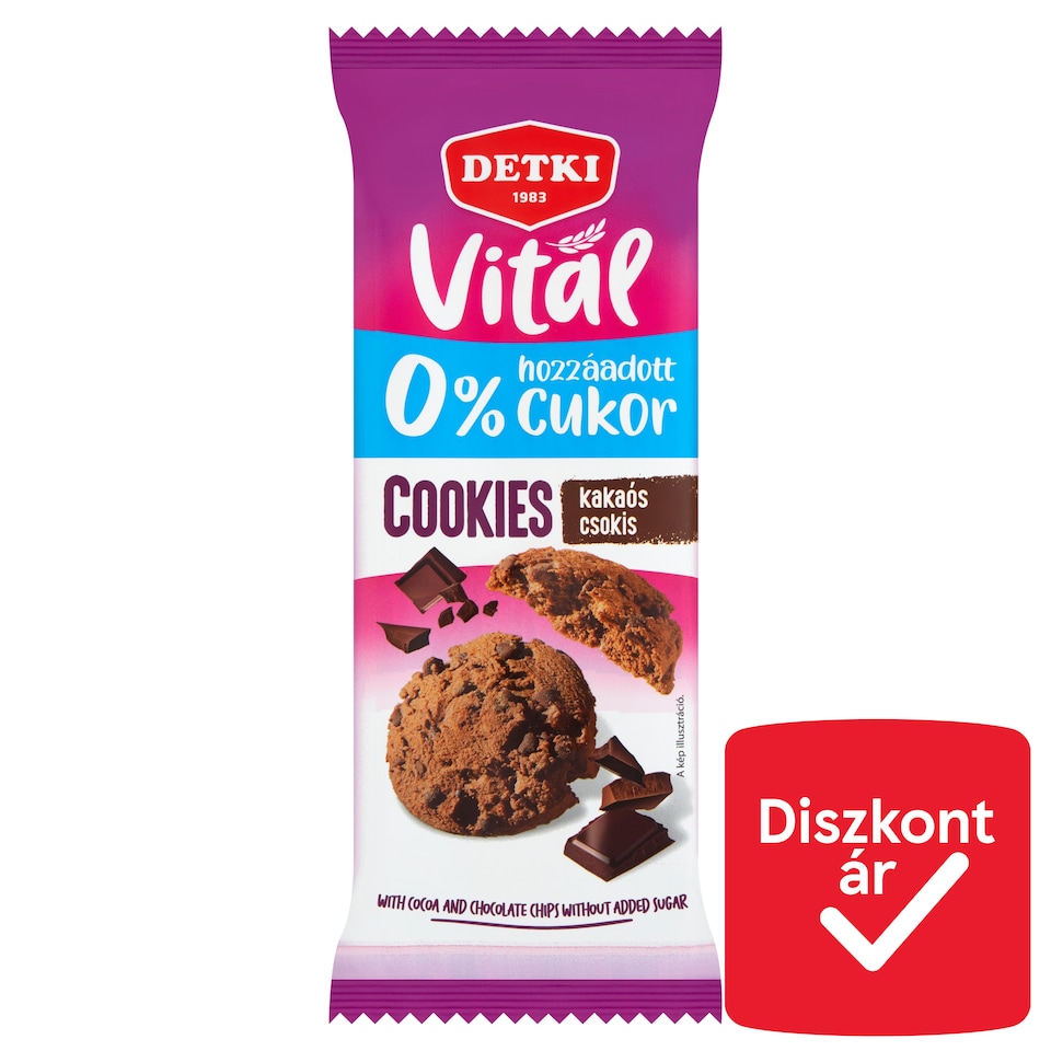 image 1 of Detki Vital Cookies with Cocoa and Chocolate Chips without Added Sugar 130  g