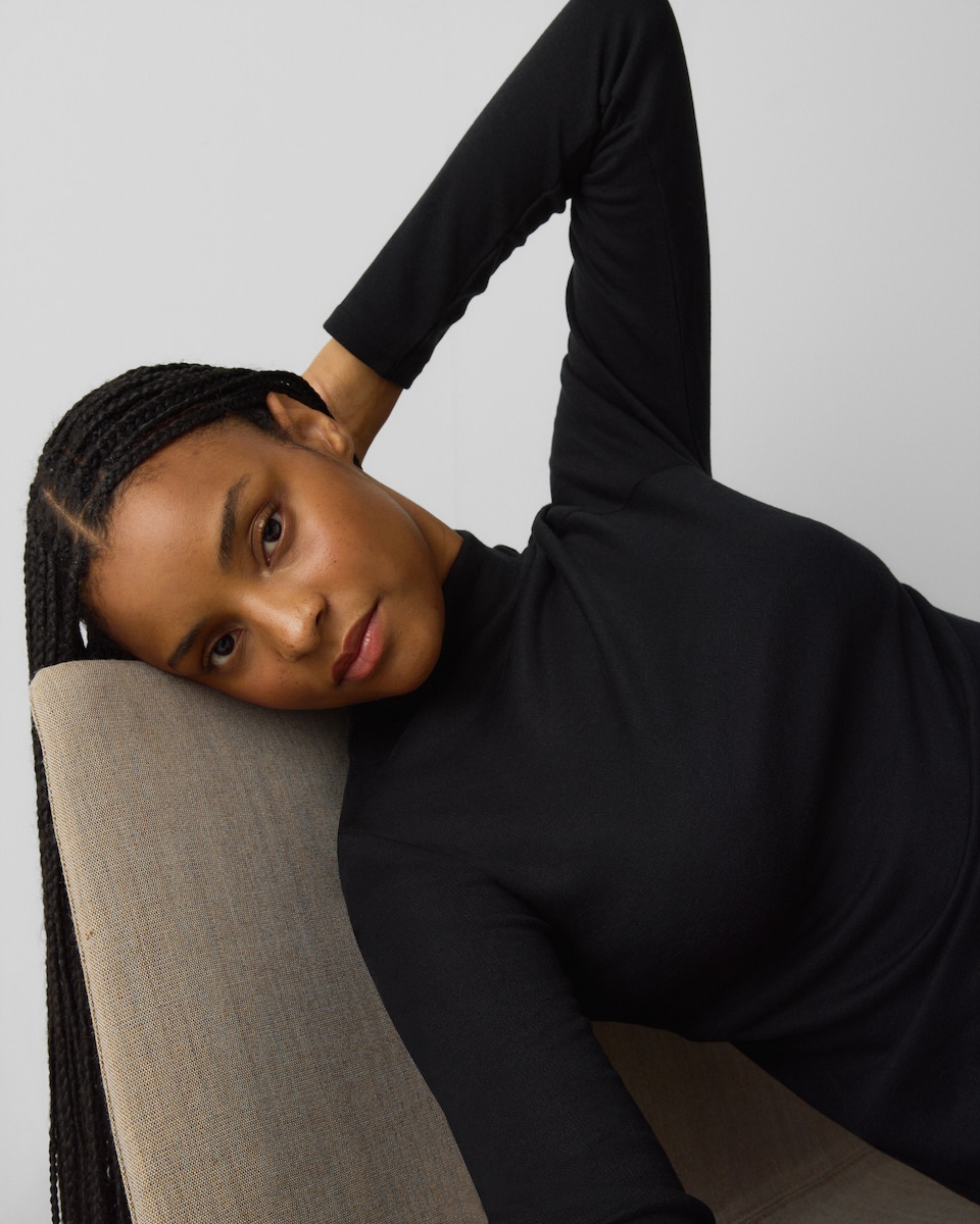 image 1 of F&F WARMPLUS™ Medium Warmth Thermal High Neck Top in Black
