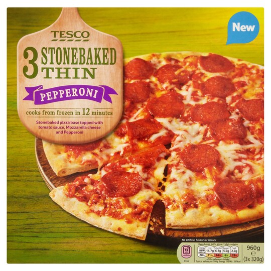 Tesco Triple Pack Pepperoni Pizza 320G Tesco Groceries