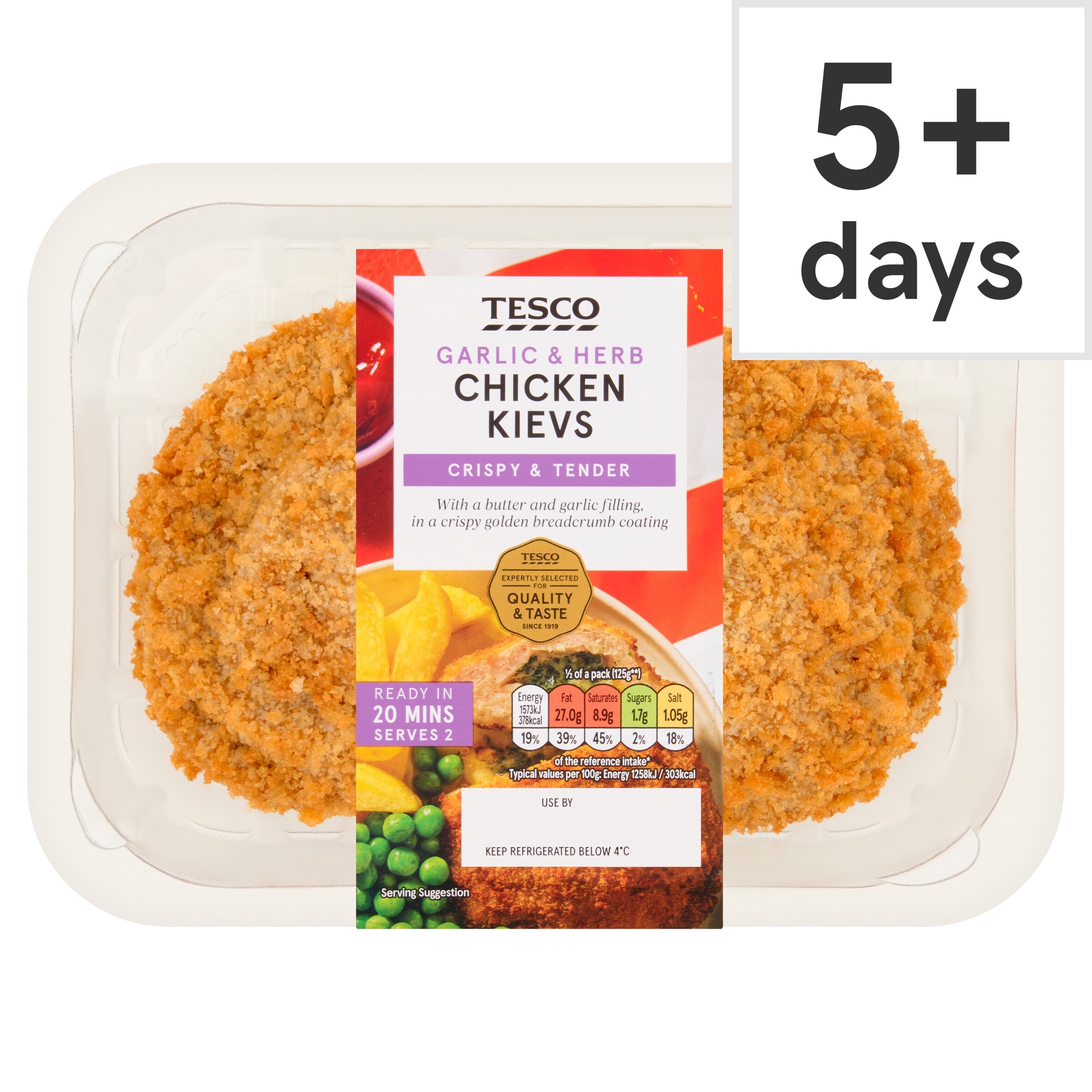 Tesco 2 Garlic and Herb Chicken Kievs 270g
