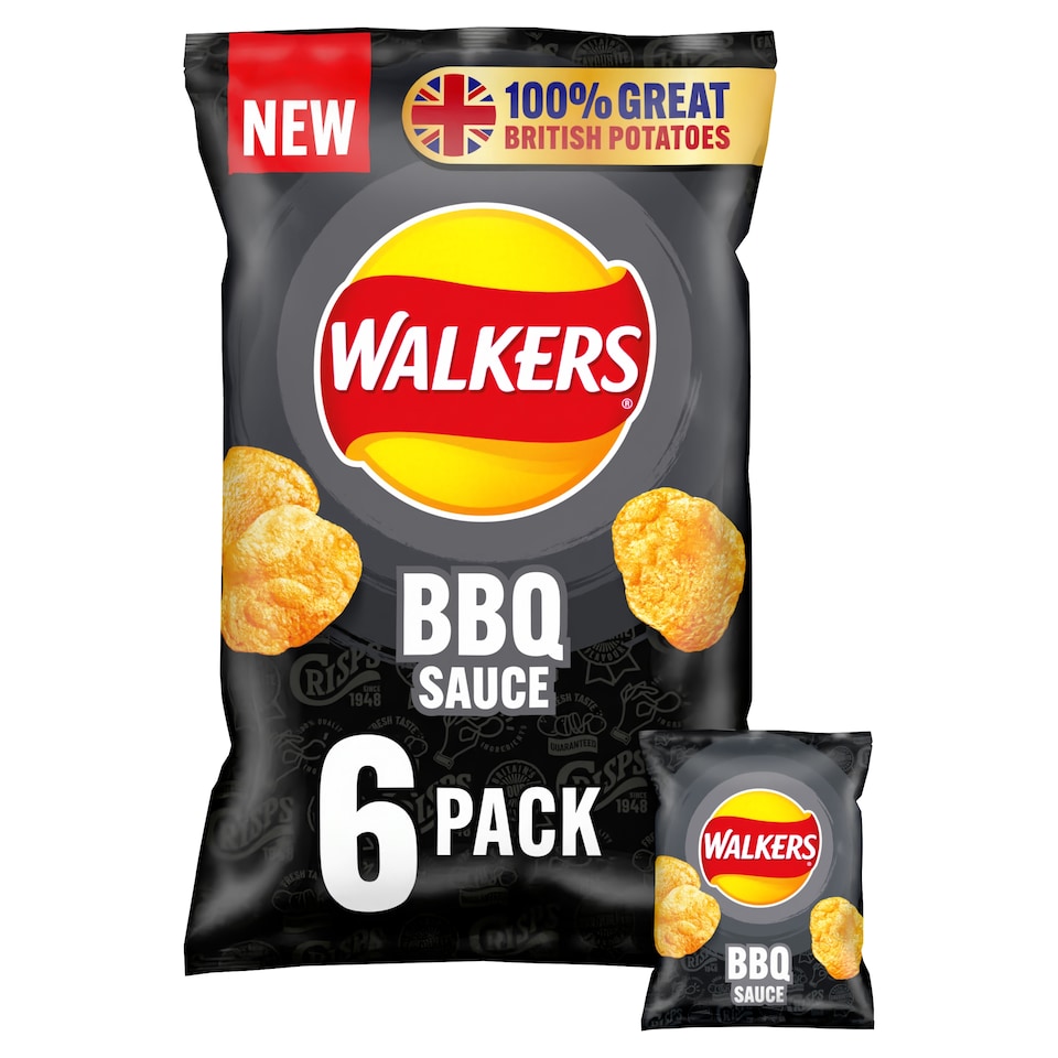 image 1 of Walkers BBQ Sauce Multipack Crisps 6 x 25g