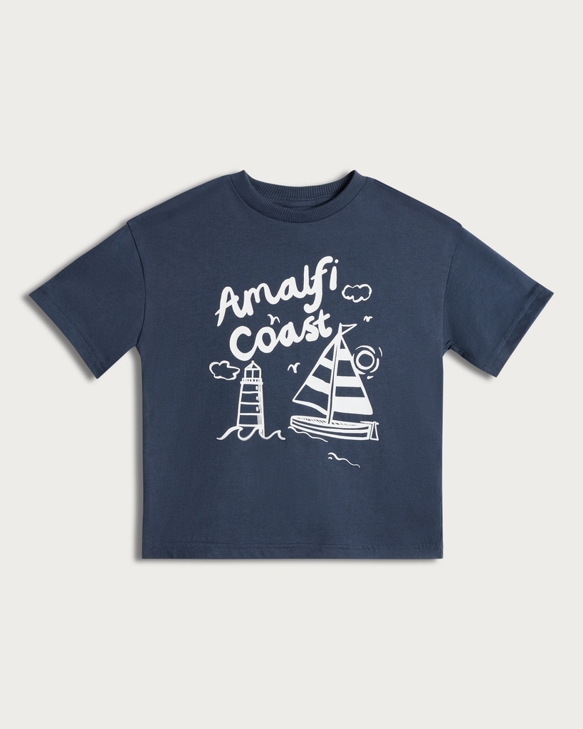 F&F Boys Pure Cotton Amalfi Coast T-Shirt in Navy