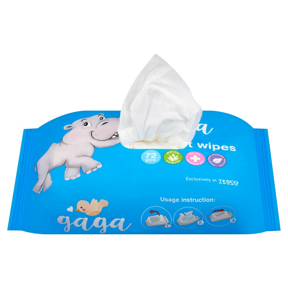 obrázok 1 z Tesco Gaga Detské vlhčené obrúsky 72 ks