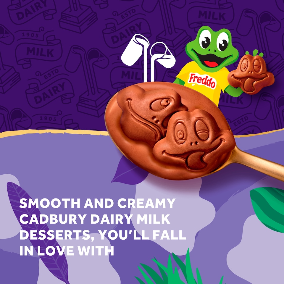 image 1 of Cadbury Dairy Milk Dessert with festive white chocolate pieces  4x75g