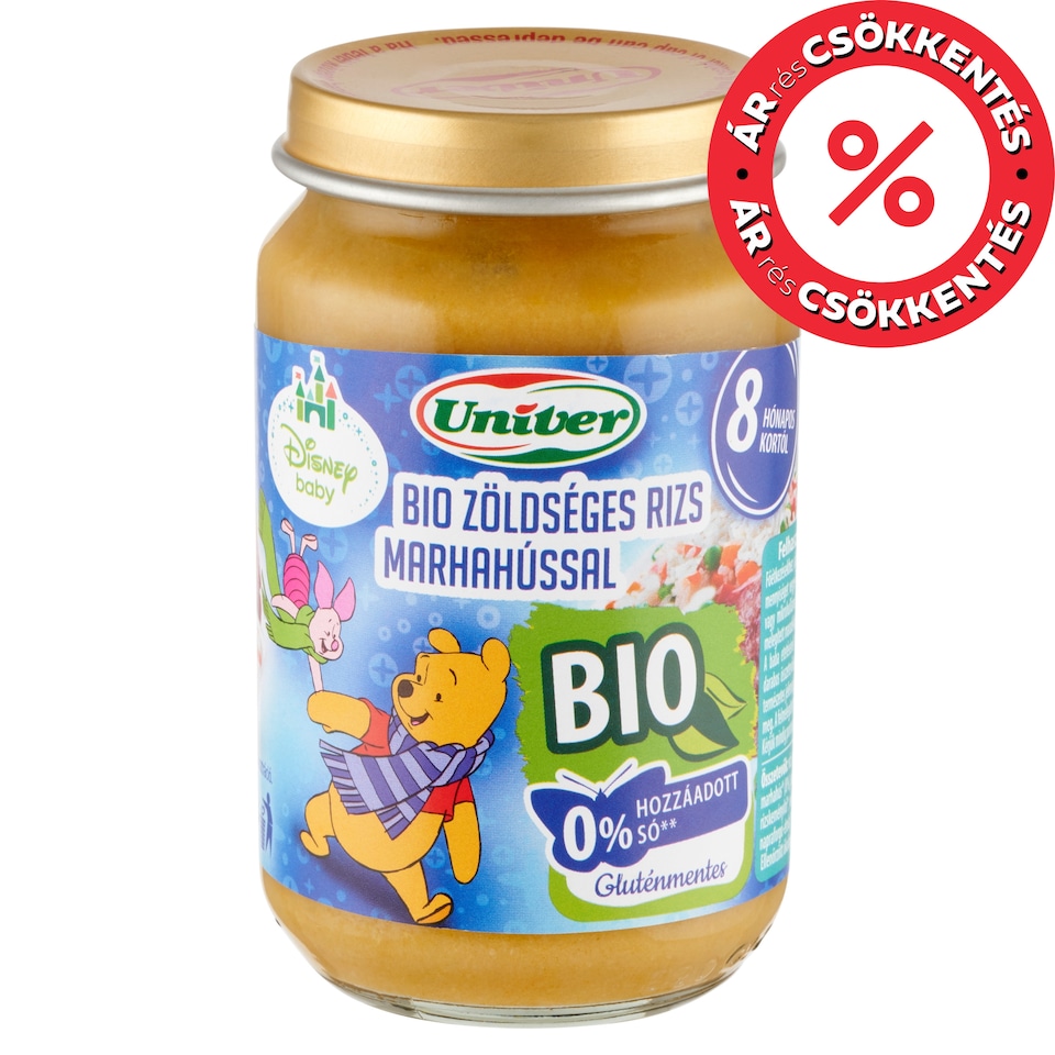 Univer bio zöldséges rizs marhahússal bébiétel, 8 hónapos kortól 163 g