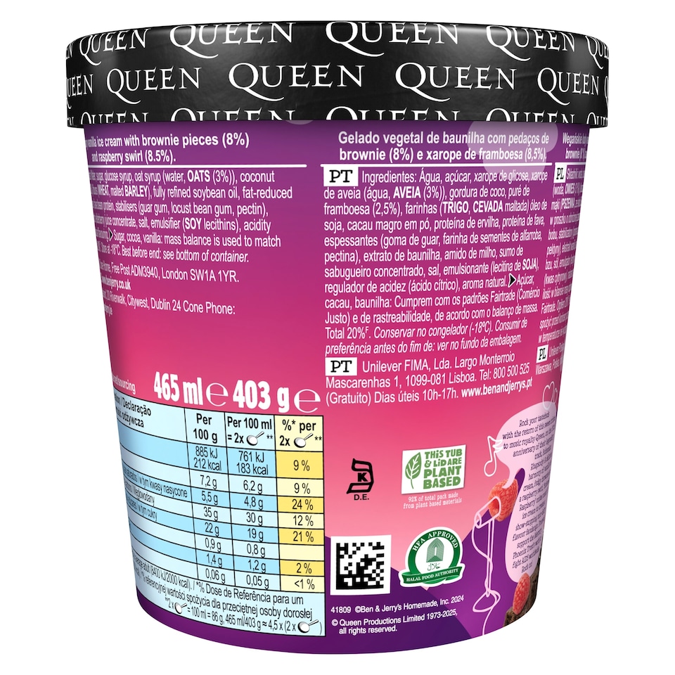 image 1 of Ben & Jerry's Bohemian Raspberry Non Dairy Ice Cream 465ml