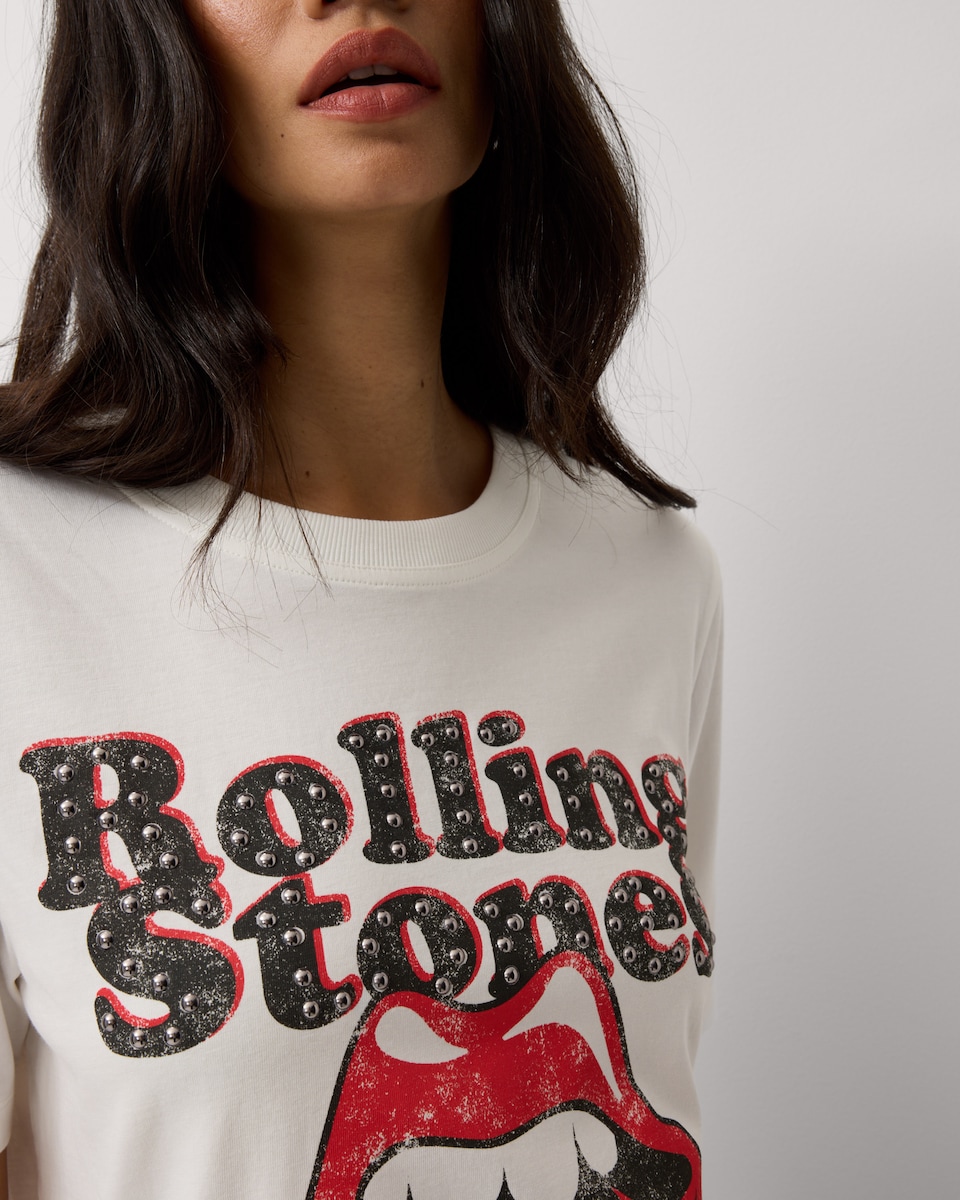 image 1 of Rolling Stones Pure Cotton T-Shirt in Cream