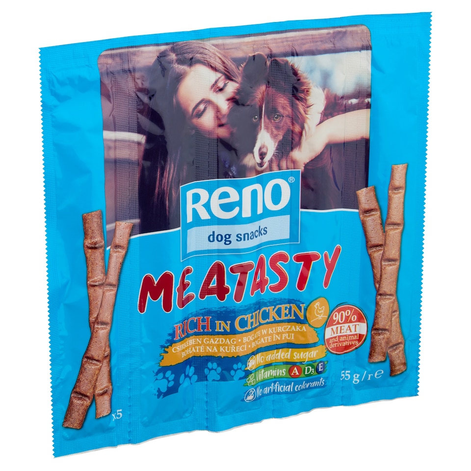 Reno Meatasty húsos kolbászka kutya jutalomfalat csirkében gazdag felnőtt kutyáknak 5 x 11 g 1. kép