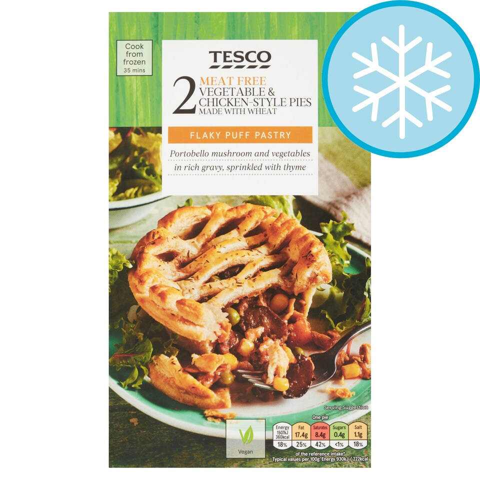 Tesco Meat Free Vegetable & Chicken Style Pies 360G