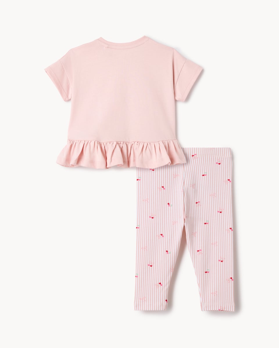image 1 of F&F Baby 2-Piece Cotton Rich Cake Set in Pink