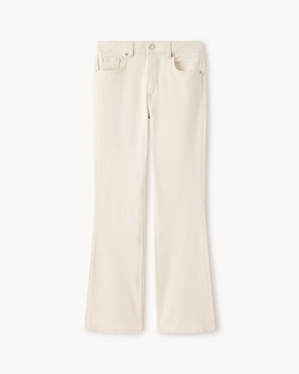 image 1 of F&F Mid Rise Bootcut Jeans in Cream