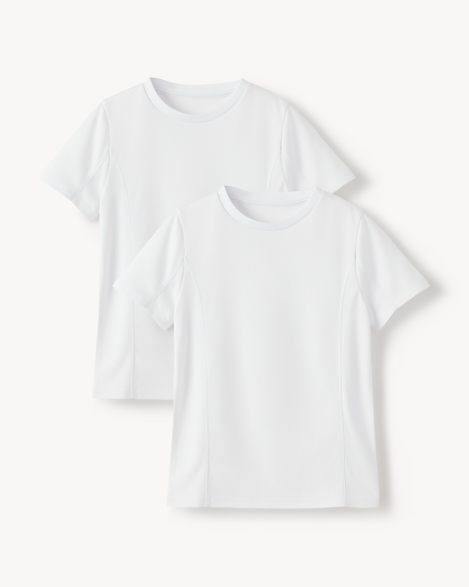 image 1 of F&F School Unisex 2 Pack PE T-Shirts in White