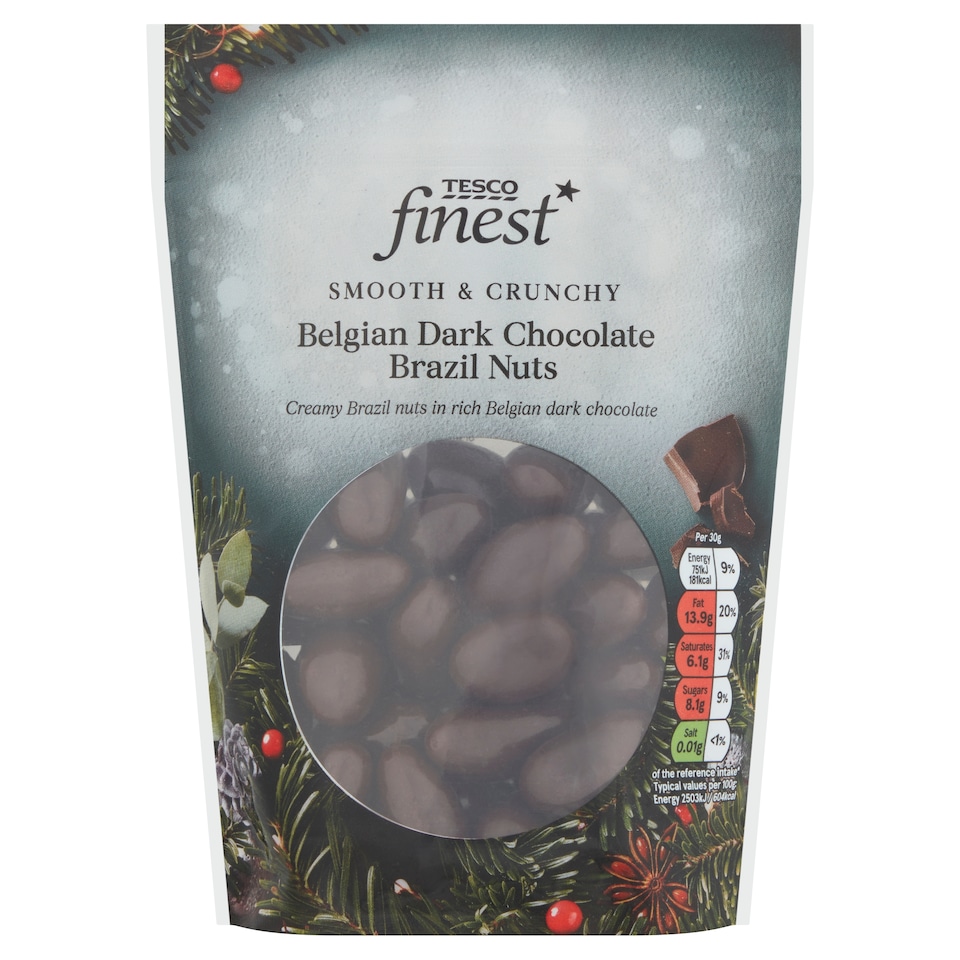 Tesco Finest Belgian Dark Chocolate Brazil Nuts 225G