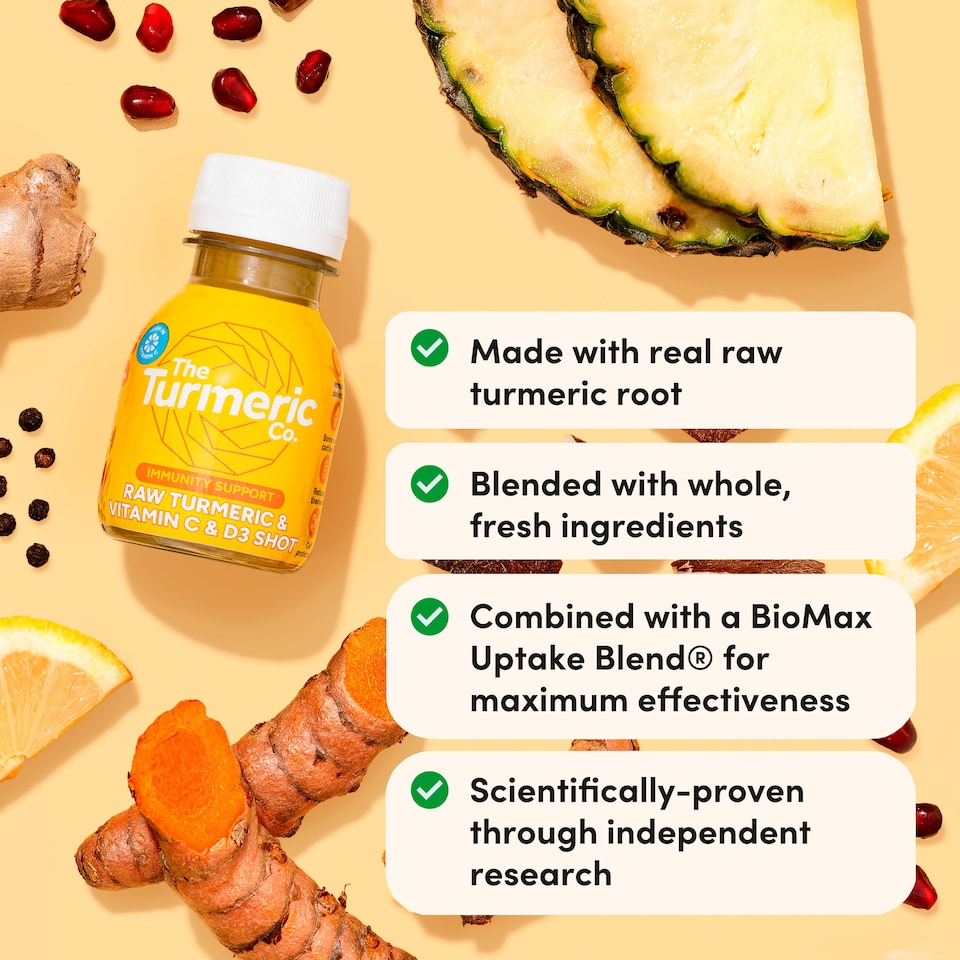 image 1 of The Turmeric Co Raw Turmeric Vitamin C&D3 60ml 3 x multipack