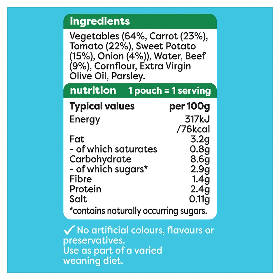 image 1 of Heinz Sweet Potato & Beef Casserole Baby Food Pouch 130g