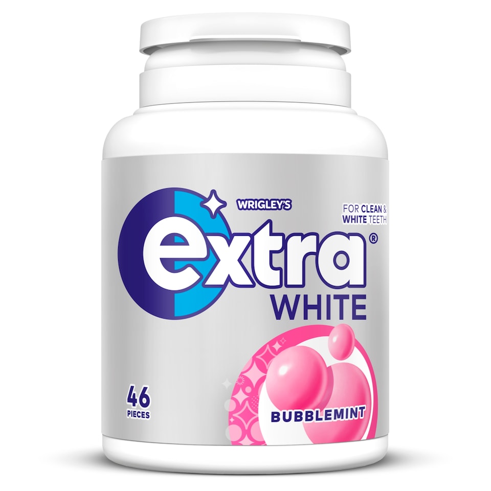 Extra White Bubblemint Sugarfree Chewing Gum Bottle 46 Pieces