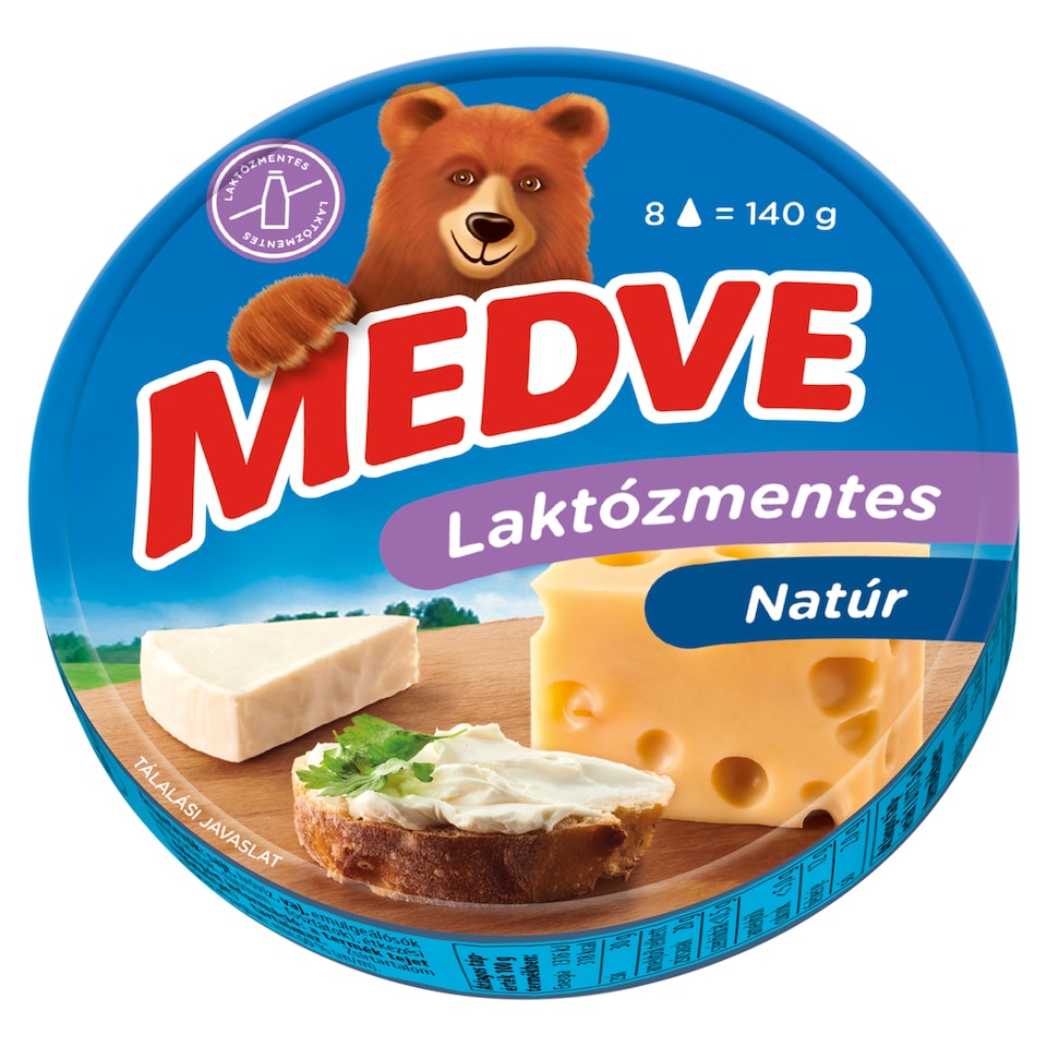 Medve Lactose-Free Unflavoured Spreadable Semi-Fat Processed Cheese 8 x 17,5 g (140 g)