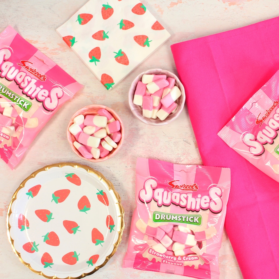image 1 of Swizzels Drumstick Squashies Strawberry & Cream Flavour 100g Clip Strip