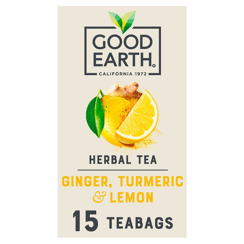 Good Earth Herbal Tea Lemon, Ginger & Turmeric 15 Tea Bags 42g