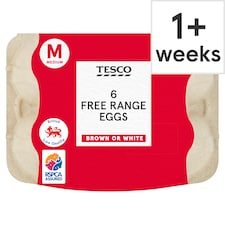 Tesco Free Range Eggs Medium 6 Pack