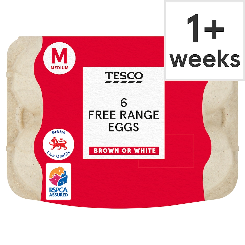 Tesco Free Range Eggs Medium 6 Pack