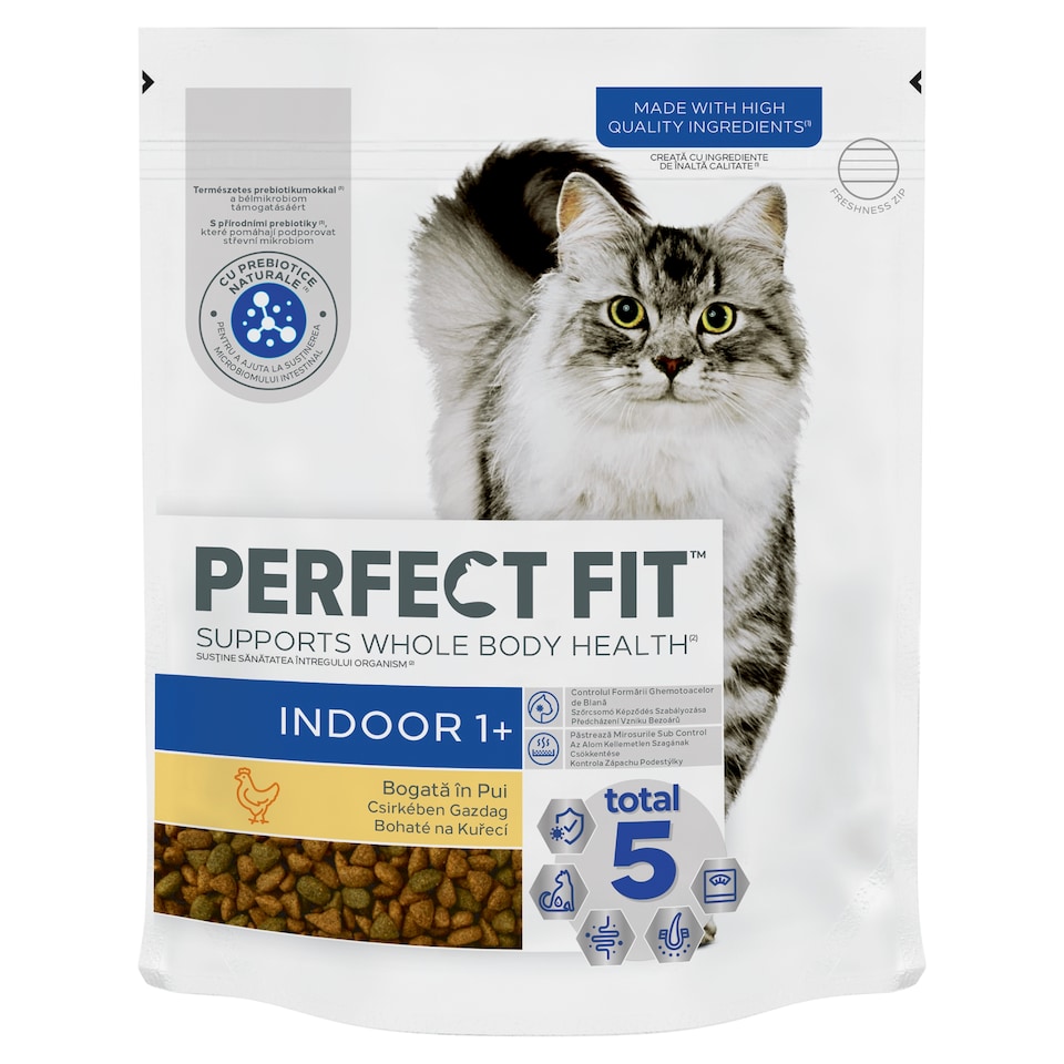 Perfect Fit Indoor 1+ csirkében gazdag teljes értékű szárazeledel felnőtt macskák számára 750 g