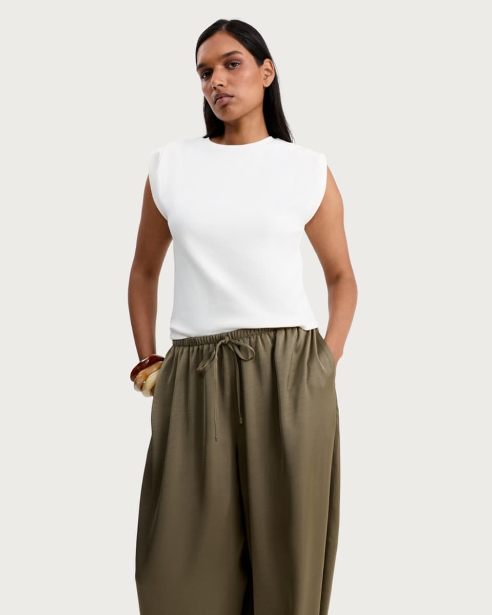image 1 of F&F Pure Cotton Boxy Sleeveless Top in Cream
