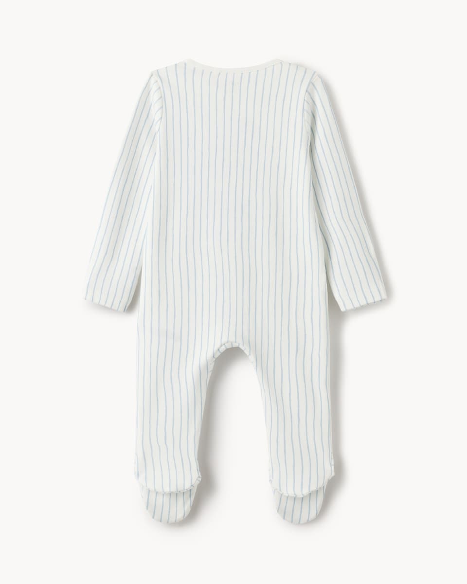 image 1 of F&F Baby Pure Cotton Striped I Love My Daddy Sleepsuit in White