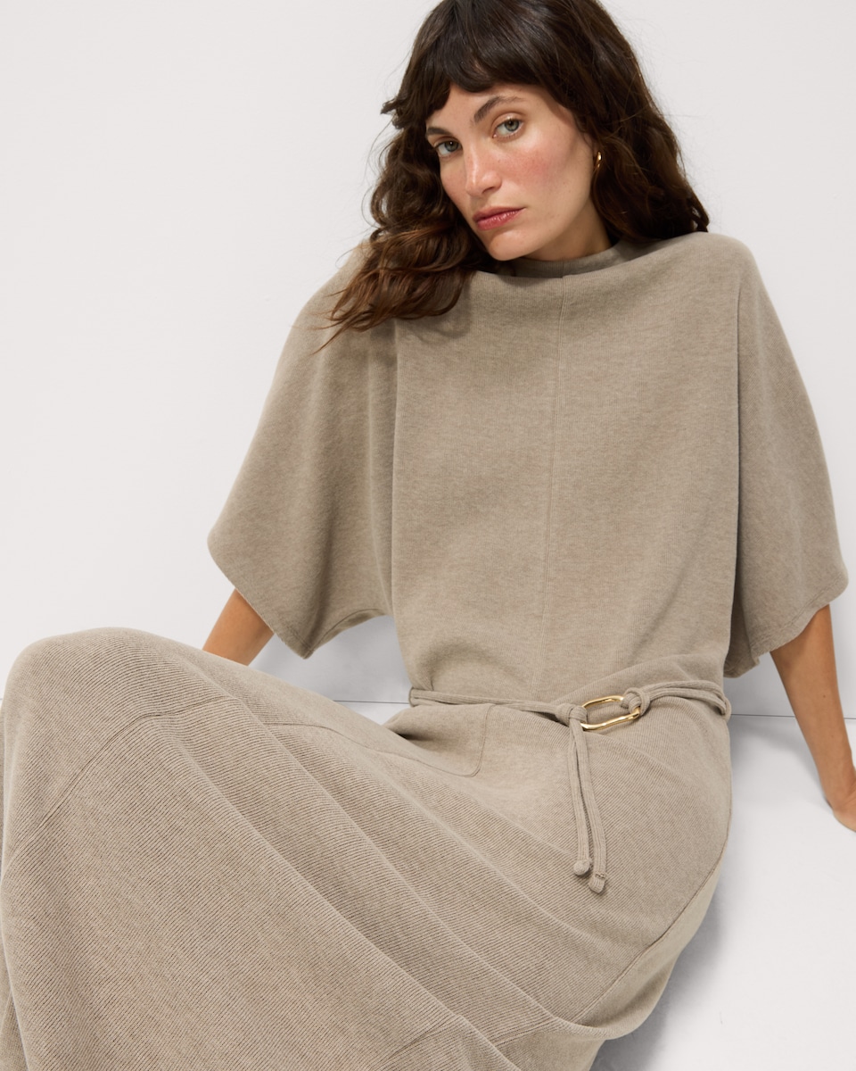 image 1 of F&F Brushed Cape Maxi Dress in Neutral