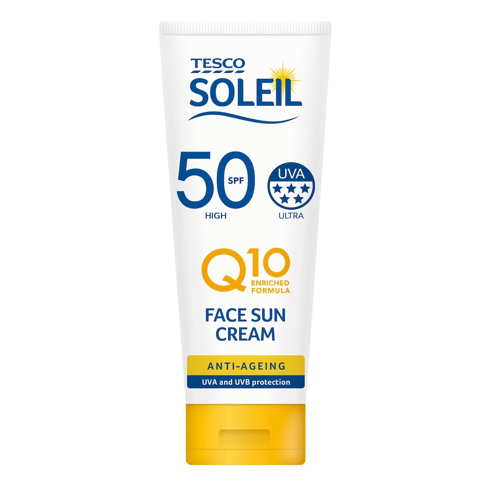 image 1 of Tesco Soleil Q10 Anti-Aging Sun Cream Face Spf 50 50Ml